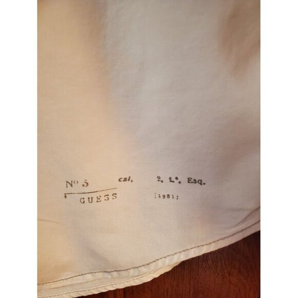 Vintage GUESS XS White Cotton Denim Shirt USA 1981 Collection Button-Down - Picture 6 of 13